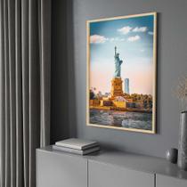 Quadro com Moldura 40x60 Estátua da Liberdade Nova York Decorativo Grande Sala Quarto Hall