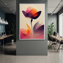 Quadro com Moldura 40x60 Flor Abstrato Vermelha Decorativo Grande Sala Quarto Hall