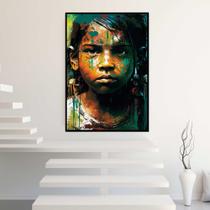 Quadro com Moldura 40x60 Indio Arte Amazonas Decorativo Grande Sala Quarto Hall Cor:Moldura Preta Quadro com Moldura 40x60 Indio Arte Amazonas Decorativo Grande Sala Quarto Hall Cor:Moldura Preta