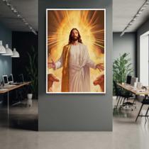 Quadro com Moldura 40x60 Jesus Salvador Religioso Decorativo Grande Sala Quarto Hall