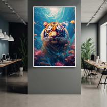 Quadro com Moldura 40x60 Tigre Mar AI Decorativo Grande Sala Quarto Hall Quadro com Moldura 40x60 Tigre Mar AI Decorativo Grande Sala Quarto Hall