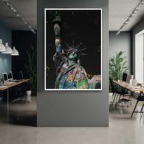 Quadro com Moldura 90x60 Estátua Liberdade NY Street Art Grafite Decorativo Grande Sala Quarto Hall Quadro com Moldura 90x60 Estátua Liberdade NY Street Art Grafite Decorativo Grande Sala Quarto Hall