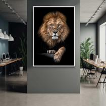 Quadro com Moldura 90x60 Leão Luxo Decorativo Grande Sala Quarto Hall Quadro com Moldura 90x60 Leão Luxo Decorativo Grande Sala Quarto Hall