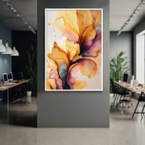 Quadro com Moldura Abstrato Mármore Moderno Tom Quente Decorativo Grande Sala Quarto Hall Escritório Cozinha Vertical