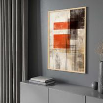 Quadro com Moldura Abstrato Moderno Vermelho e Preto Decorativo Grande Sala Quarto Hall