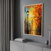Quadro com Moldura Abstrato Pintura Colorido Big Ben Decorativo Grande Sala Quarto Hall Cor:Moldura MadeiraTamanho:90x6