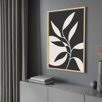 Quadro com Moldura Abstrato Planta Preto branco Decorativo Grande Sala Quarto Hall Escritório Cozinha Vertical