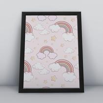 Quadro com moldura arco-iris as nuvens Fundo-Infantil-069-M1 Quadro com moldura arco-iris as nuvens Fundo-Infantil-069-M1