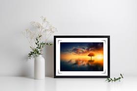 Quadro Com Moldura Árvore Pôr do Sol Quadro Com Moldura Árvore Pôr do Sol