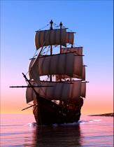 Quadro Com Moldura Barco a Velas Céu Colorido - Grande