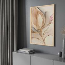 Quadro com Moldura Bege Abstrato Arte Decorativo Grande Sala Quarto Hall