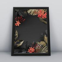 Quadro com moldura boca rosa dourada