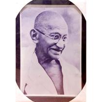 Quadro com moldura borda preta Mahatma Gandhi/Ícone/Personalidade/Foto Preta e Branca