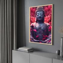 Quadro com Moldura Buda Pedra Petalas Decorativo Grande Sala Quarto Hall