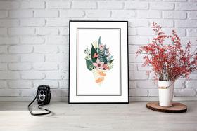 Quadro Com Moldura Buquê de Flores Ilustração Quadro Com Moldura Buquê de Flores Ilustração