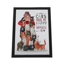 Quadro Com Moldura Cats Make Me Happy Happiness