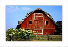 Quadro Com Moldura Celeiro Vermelho