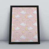 Quadro com moldura chuva de nuvens e carrosel Fundo-Infantil-072-M1 Quadro com moldura chuva de nuvens e carrosel Fundo-Infantil-072-M1