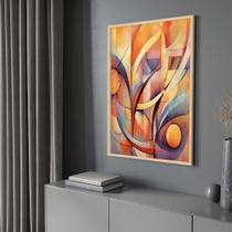 Quadro com Moldura Cores ao Vento Abstrato Moderno Decorativo Grande Sala Quarto Hall