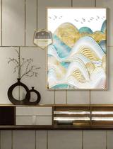 Quadro Com Moldura Decorativo Grande Alta Resolução Para Sala Quarto Escritório Abstrata Montanhas Douradas