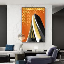 Quadro Com Moldura Decorativo Grande Alta Resolução Para Sala Quarto Escritório Abstrato Laranja