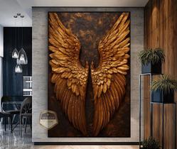 Quadro Com Moldura Decorativo Grande Alta Resolução Para Sala Quarto Escritório Asas De Anjo Dourada