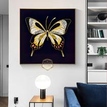 Quadro Com Moldura Decorativo Grande Alta Resolução Para Sala Quarto Escritório Borboleta Dourado