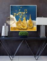 Quadro Com Moldura Decorativo Grande Alta Resolução Para Sala Quarto Escritório Borboleta Geométrica Dourada