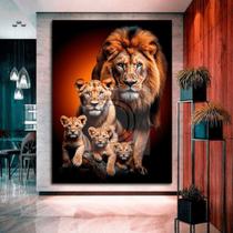 Quadro Com Moldura Decorativo Grande Alta Resolução Para Sala Quarto Escritório Família De Leões 3 filhotes Quadro Com Moldura Decorativo Grande Alta Resolução Para Sala Quarto Escritório Família De Leões 3 filhotes
