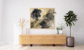 Quadro Com Moldura Decorativo Grande Alta Resolução Para Sala Quarto Escritório Flor Dourada e Preta Quadro Com Moldura Decorativo Grande Alta Resolução Para Sala Quarto Escritório Flor Dourada e Preta
