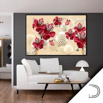 Quadro Com Moldura Decorativo Grande Alta Resolução Para Sala Quarto Escritório Flores Vermelhas