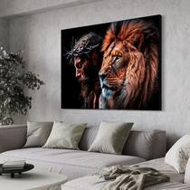 Quadro Com Moldura Decorativo Grande Alta Resolução Para Sala Quarto Escritório Jesus Cristo Coroa De Espinhos Leão de Judá