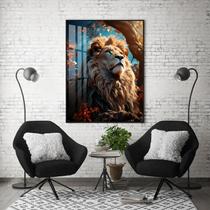 Quadro Com Moldura Decorativo Grande Alta Resolução Para Sala Quarto Escritório Jesus Cristo e Leão com folhas Quadro Com Moldura Decorativo Grande Alta Resolução Para Sala Quarto Escritório Jesus Cristo e Leão com folhas