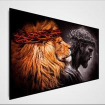 Quadro Com Moldura Decorativo Grande Alta Resolução Para Sala Quarto Escritório Jesus Cristo Leão De Judá coroa