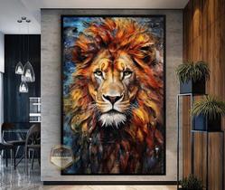 Quadro Com Moldura Decorativo Grande Alta Resolução Para Sala Quarto Escritório Leão Color