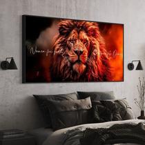 Quadro Com Moldura Decorativo Grande Alta Resolução Para Sala Quarto Escritório Leão Frase