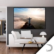 Quadro Com Moldura Decorativo Grande Alta Resolução Para Sala Quarto Escritório Noite Estrelada Cristo Redentor