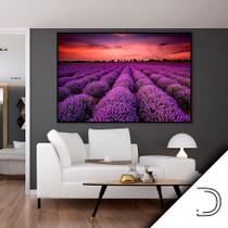 Quadro Com Moldura Decorativo Grande Alta Resolução Para Sala Quarto Escritório Noite Estrelada Flores Roxas