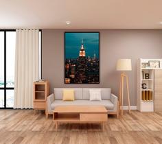 Quadro Com Moldura Decorativo Grande Alta Resolução Para Sala Quarto Escritório Noite Estrelada Paisagem Cidade
