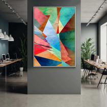 Quadro com Moldura Decorativo Para Sala Quarto Hall Abstrato Colorido Moderno