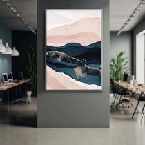 Quadro com Moldura Decorativo Para Sala Quarto Hall Abstrato Rosê Dourado Azul Cor:MOLDURA BRANCATamanho:90 X 60 X 3 CM Quadro com Moldura Decorativo Para Sala Quarto Hall Abstrato Rosê Dourado Azul Cor:MOLDURA BRANCATamanho:90 X 60 X 3 CM