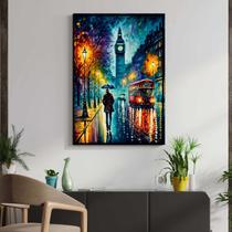 Quadro com Moldura Decorativo Para Sala Quarto Hall Big Ben Arte Londres Cor:MOLDURA PRETATamanho:40 X 30 X 3 CM