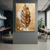 Quadro com Moldura Decorativo Para Sala Quarto Hall Folha Dourada Arte Cor:MOLDURA BRANCATamanho:40 X 30 X 3 CM