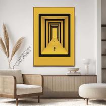 Quadro com Moldura Decorativo Para Sala Quarto Hall Ilusionismo Minimalista Amarelo