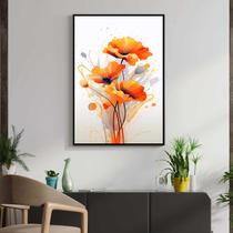 Quadro com Moldura Decorativo Para Sala Quarto Hall Ilustração Flores