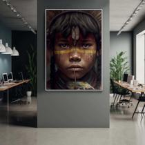 Quadro com Moldura Decorativo Para Sala Quarto Hall Indio Brasileiro Amazonas