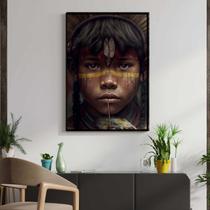 Quadro com Moldura Decorativo Para Sala Quarto Hall Indio Brasileiro Amazonas Cor:MOLDURA PRETATamanho:90 X 60 X 3 CM Quadro com Moldura Decorativo Para Sala Quarto Hall Indio Brasileiro Amazonas Cor:MOLDURA PRETATamanho:90 X 60 X 3 CM