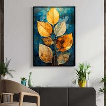 Quadro com Moldura Decorativo Para Sala Quarto Hall Lotus Dourado Azul Arte Moderna Cor:MOLDURA PRETATamanho:40 X 30 X Quadro com Moldura Decorativo Para Sala Quarto Hall Lotus Dourado Azul Arte Moderna Cor:MOLDURA PRETATamanho:40 X 30 X