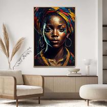 Quadro com Moldura Decorativo Para Sala Quarto Hall Mulher Africana Ilustração