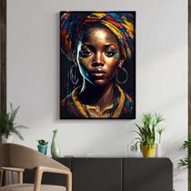 Quadro com Moldura Decorativo Para Sala Quarto Hall Mulher Africana Ilustração